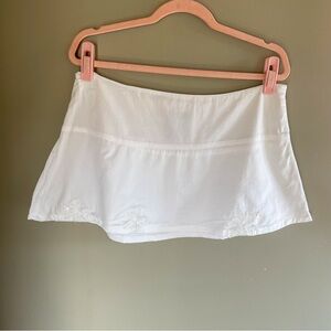 Early 2000s Floral White Mini Skirt